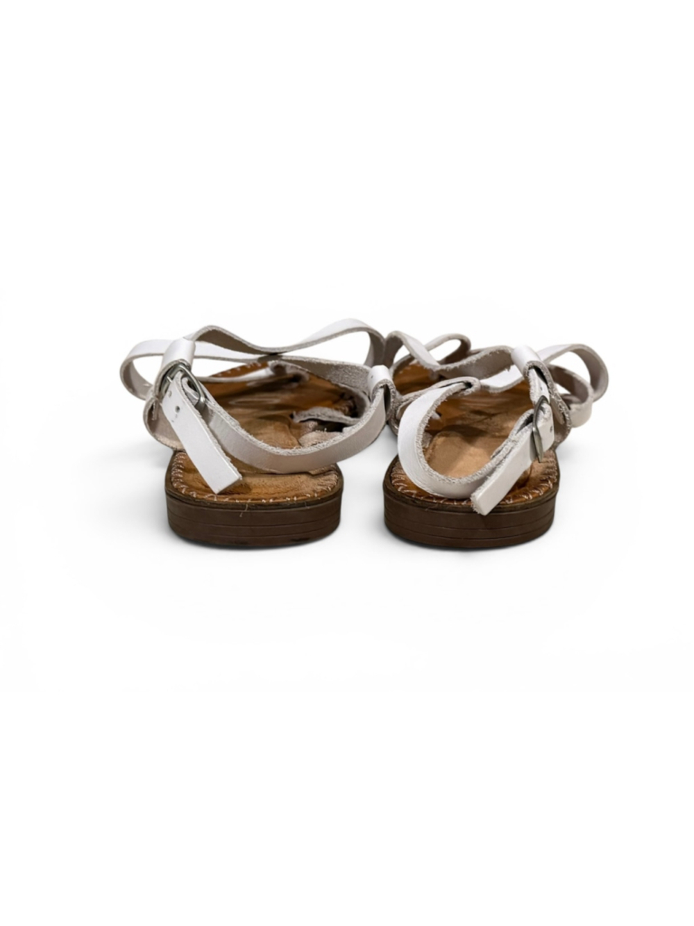 M&C Women’s White Leather Strappy Flat Sandals Women’s US 7 EU 38 Made in Spain - Picture 5 of 9